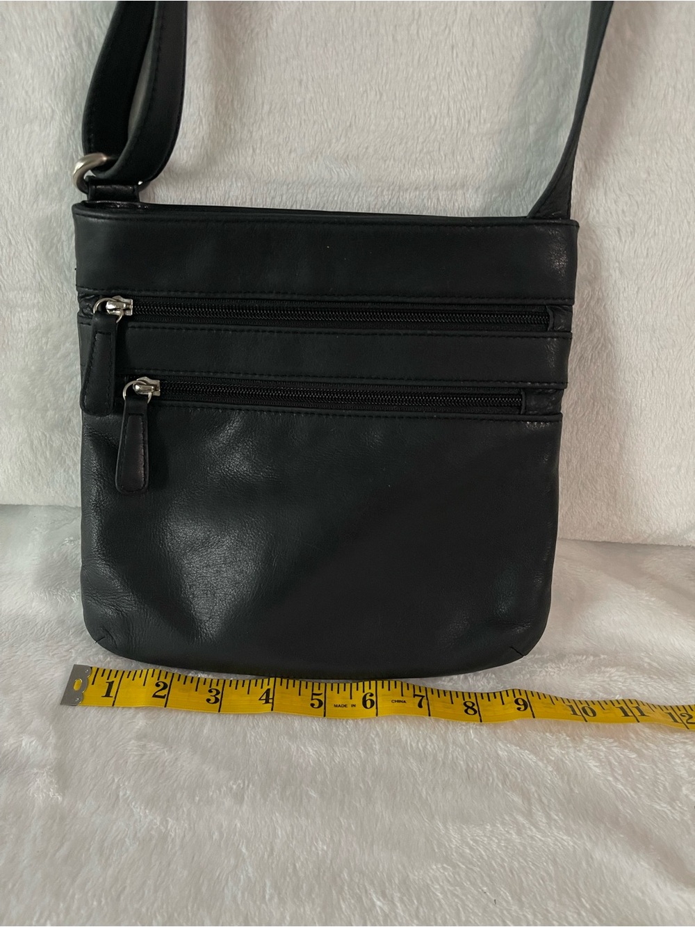 Osgoode Marley Brooke Triple Zip Black leather compact crossbody bag - Picture 8 of 11